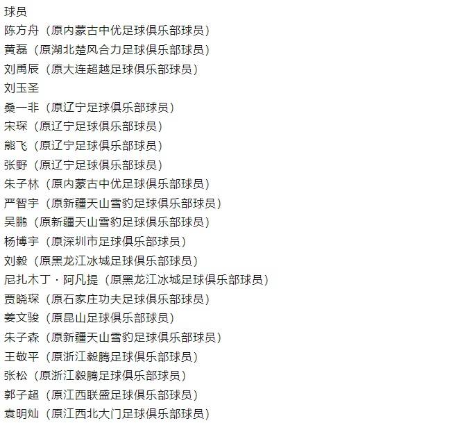 足球行业“假赌黑”第三批处罚具体名单：65人遭罚，17人被终身禁止从事与足球有关活动